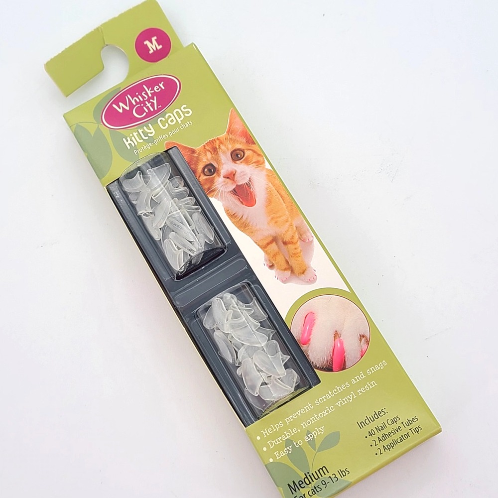Whisker City Kitty Nail Caps 40 ct. Clear Size Medium (9-13 lbs) NEW #5235335